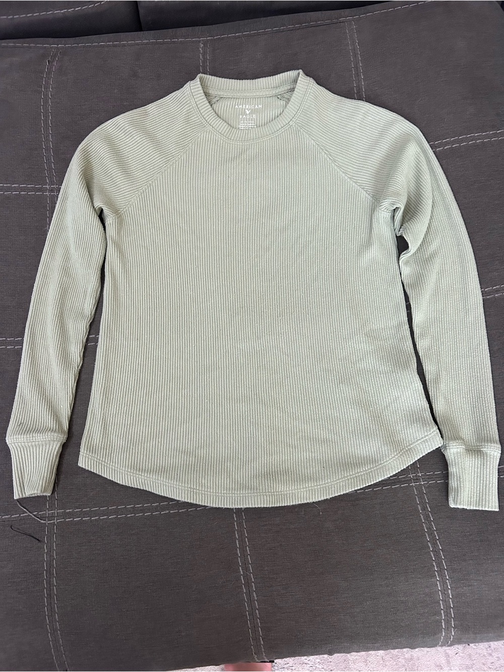 American Eagle Outfitters Sage Ribbed Crewneck Top